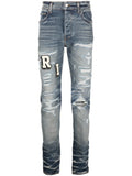 Amiri Blue Skinny-fit Logo-appliquéd Distressed Jeans