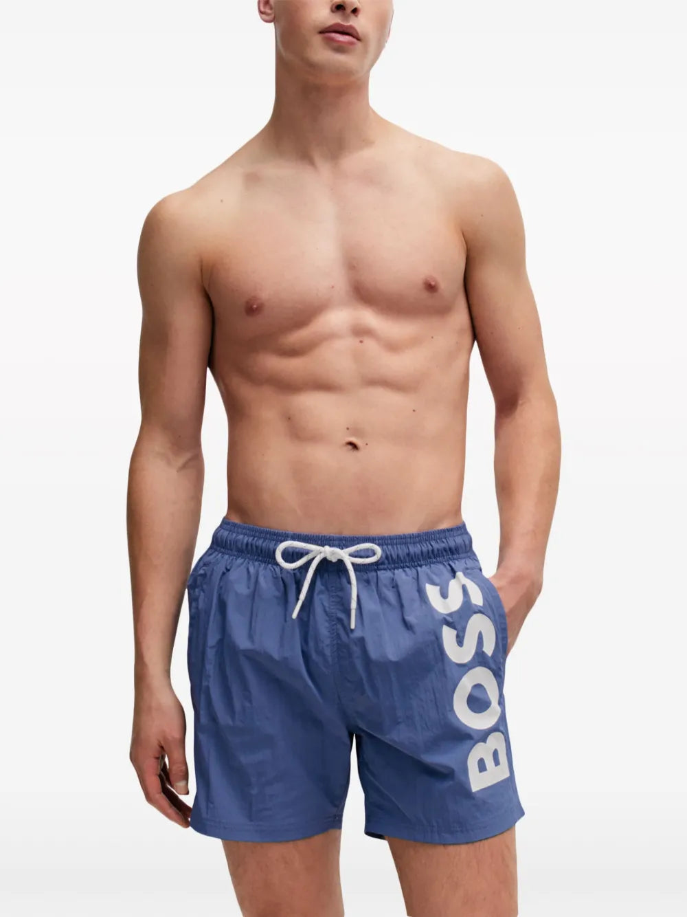 BOSS logo-print swim shorts