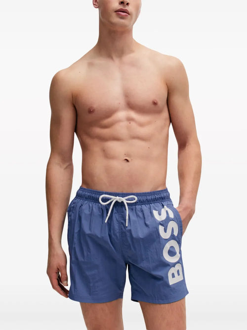 BOSS logo-print swim shorts