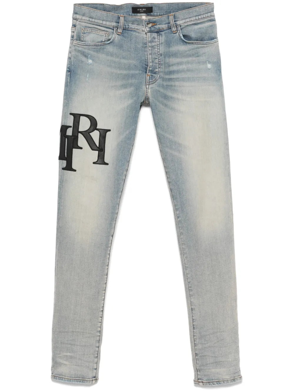 Amiri Blue Skinny-fit Logo-appliquéd Staggered Jeans