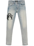 Amiri Blue Skinny-fit Logo-appliquéd Staggered Jeans