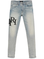 Amiri Blue Skinny-fit Logo-appliquéd Staggered Jeans
