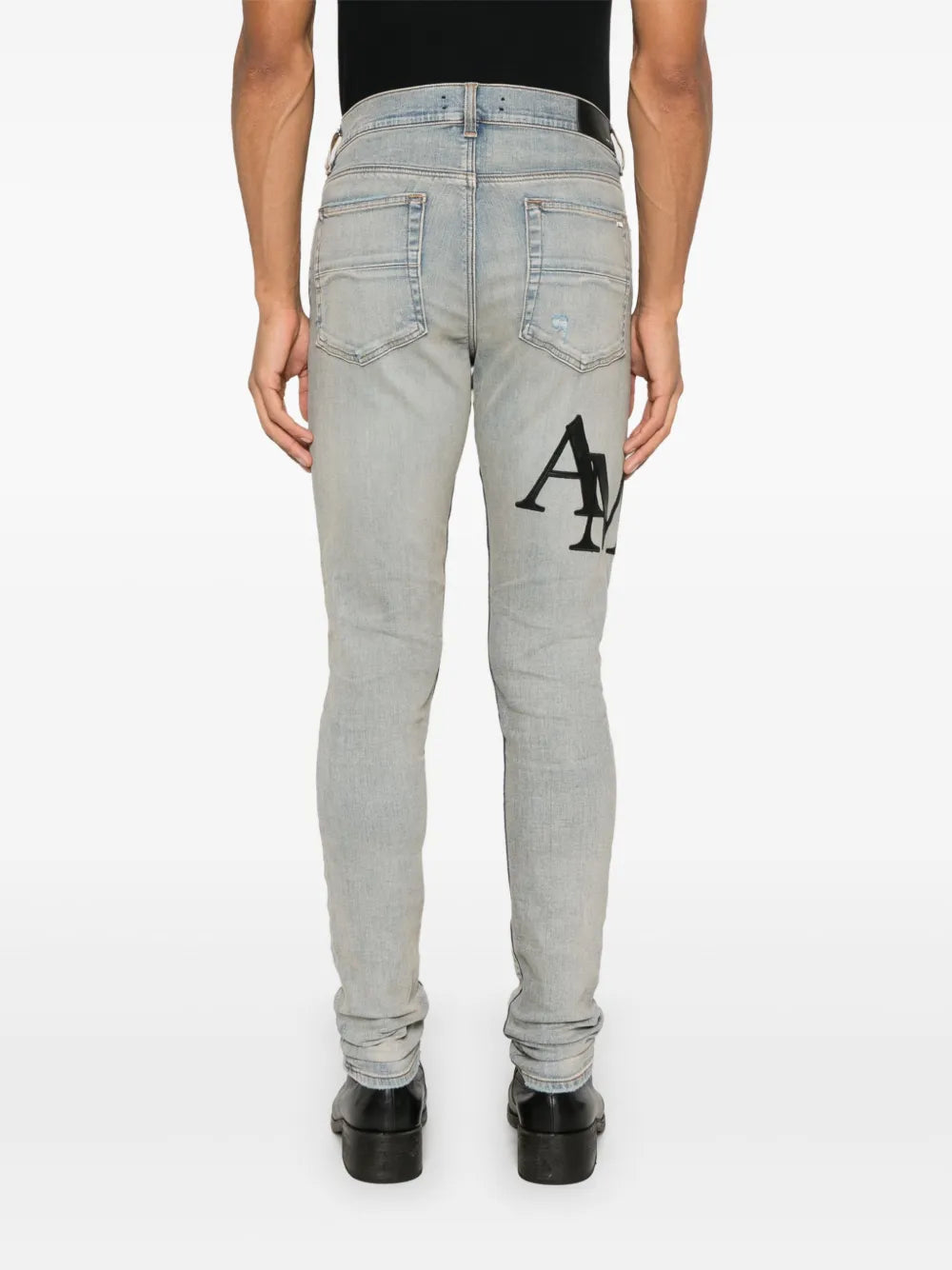 Amiri Blue Skinny-fit Logo-appliquéd Staggered Jeans