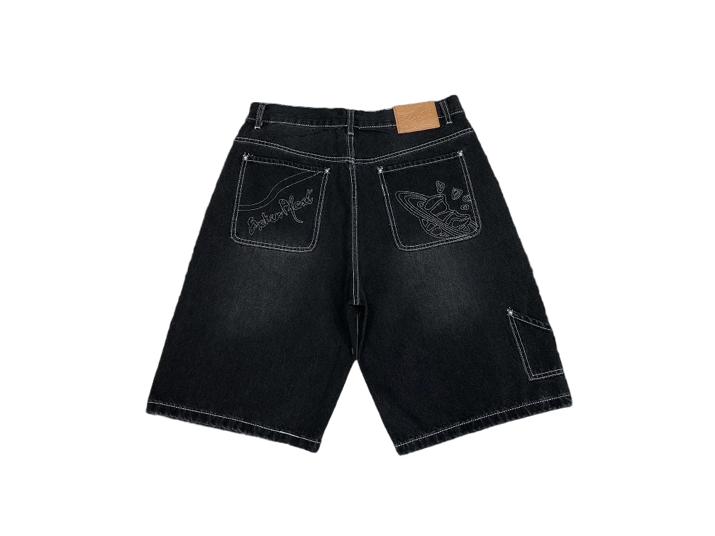 Broken Planet Denim Shorts Washed Black