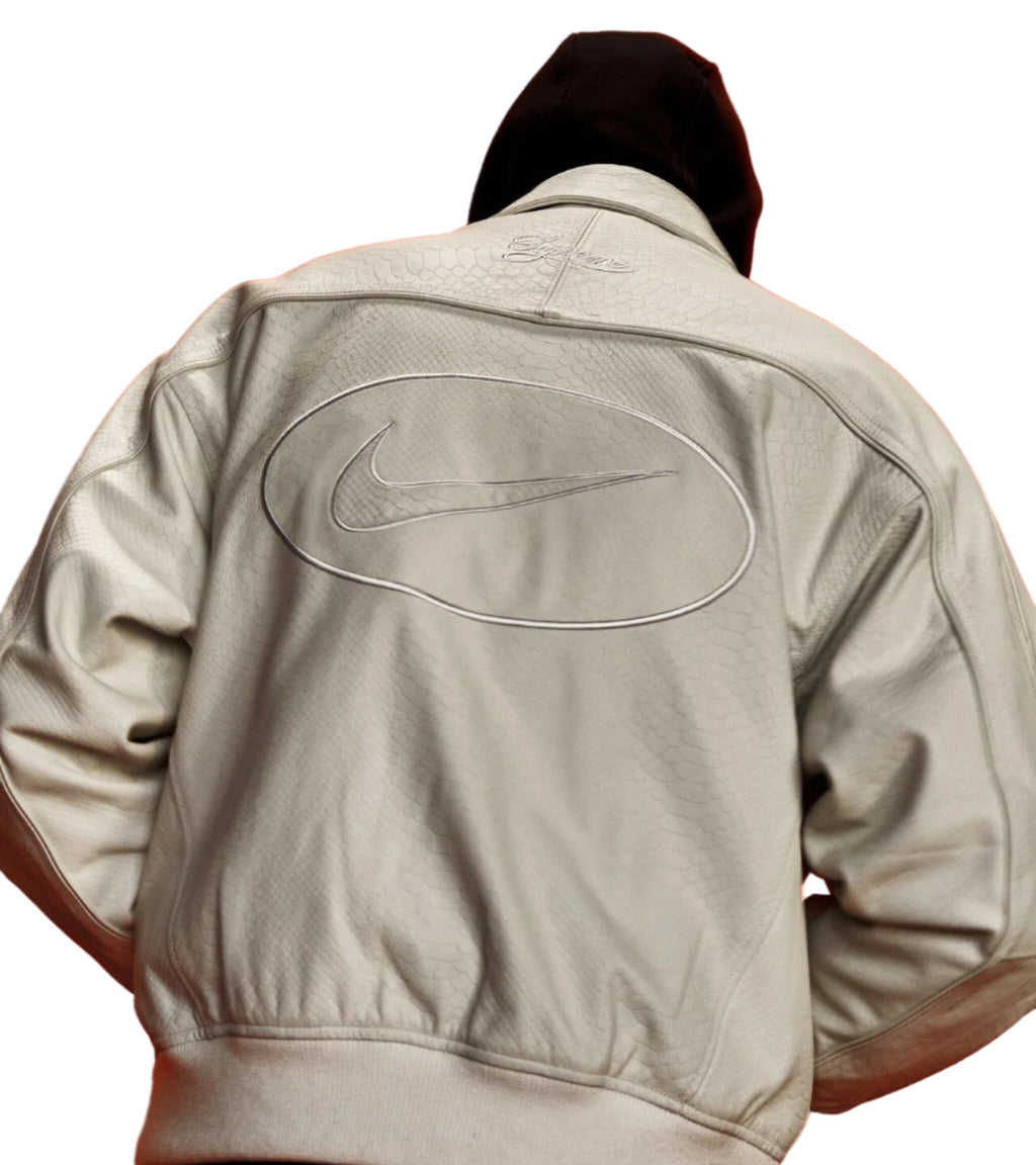 Supreme x Nike Leather Varsity Jacket - "White"