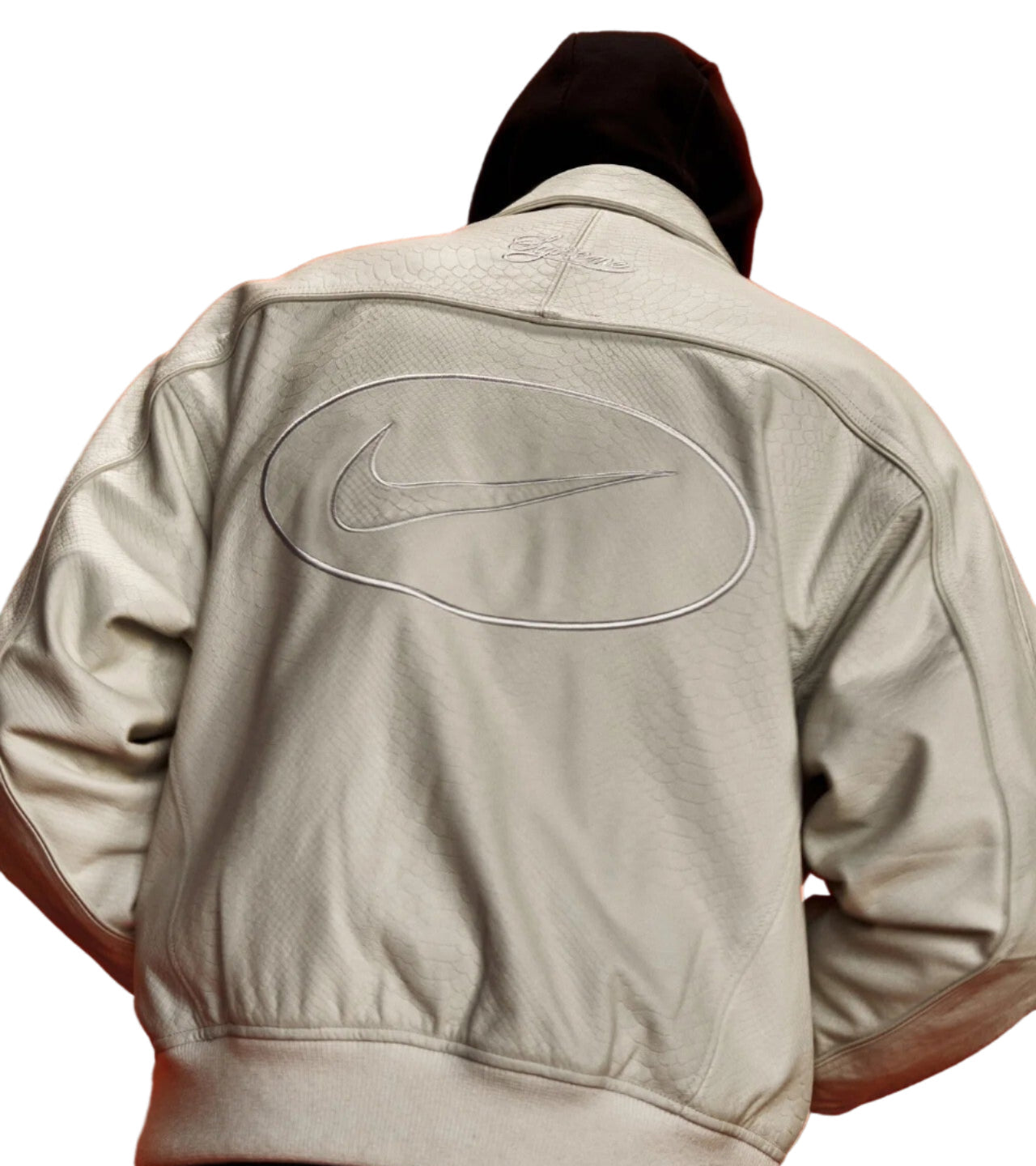 Supreme x Nike Leather Varsity Jacket - "White"