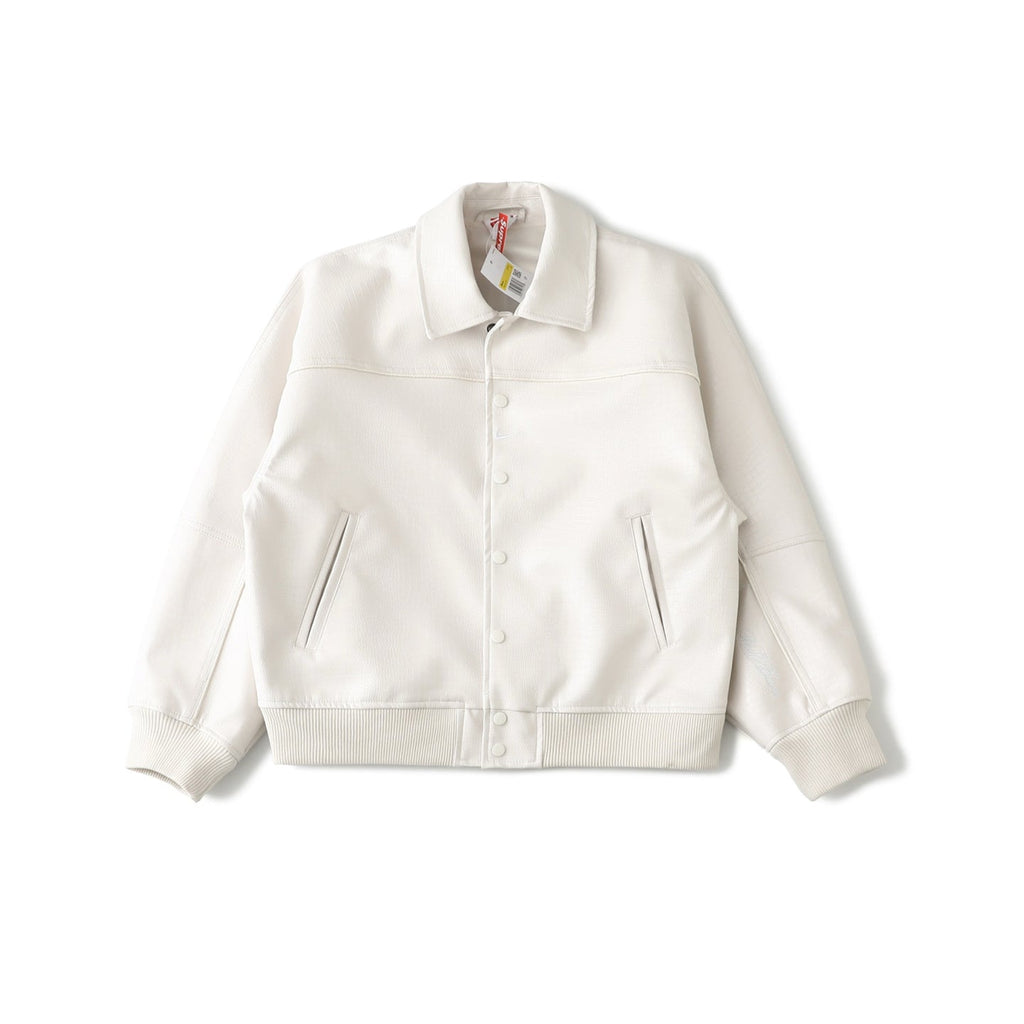 Supreme x Nike Leather Varsity Jacket - "White"