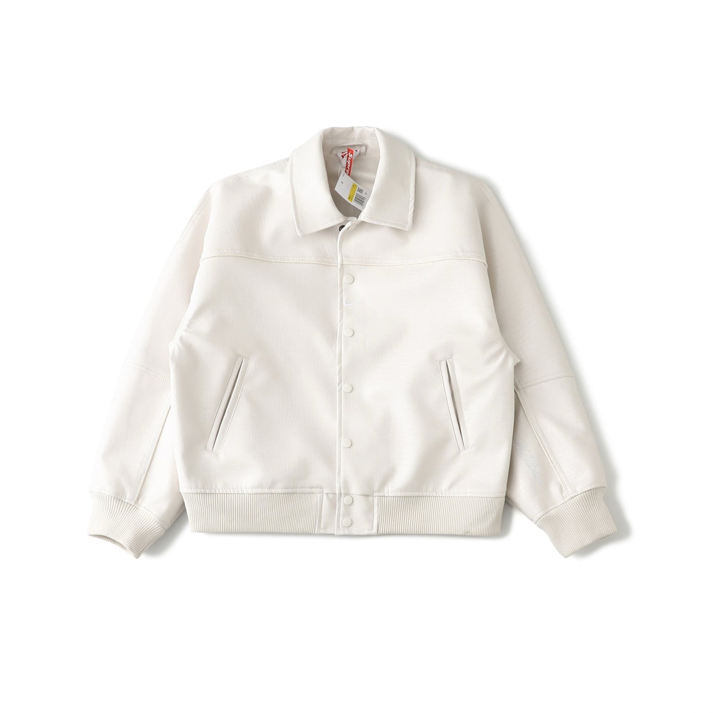 Supreme x Nike Leather Varsity Jacket - "White"