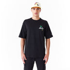 New Era Floral Graphic Oversized Black Tee