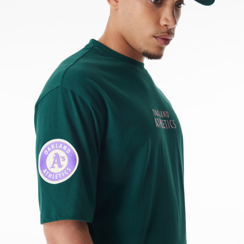 Oakland Athletics Oversized MLB Tartan Infill Dark Green Tee