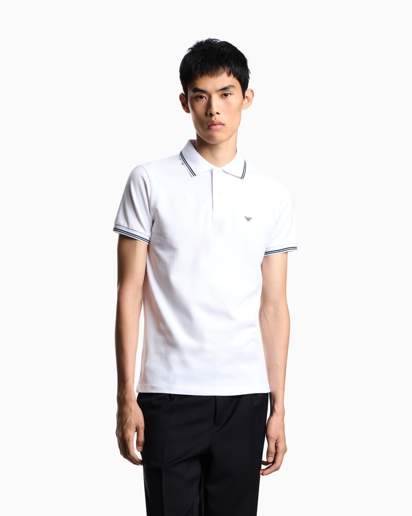 Emporio Armani cotton-blend tipped-collar polo shirt