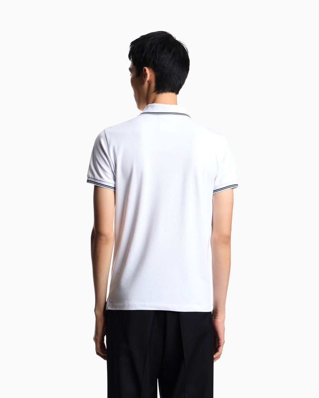 Emporio Armani cotton-blend tipped-collar polo shirt