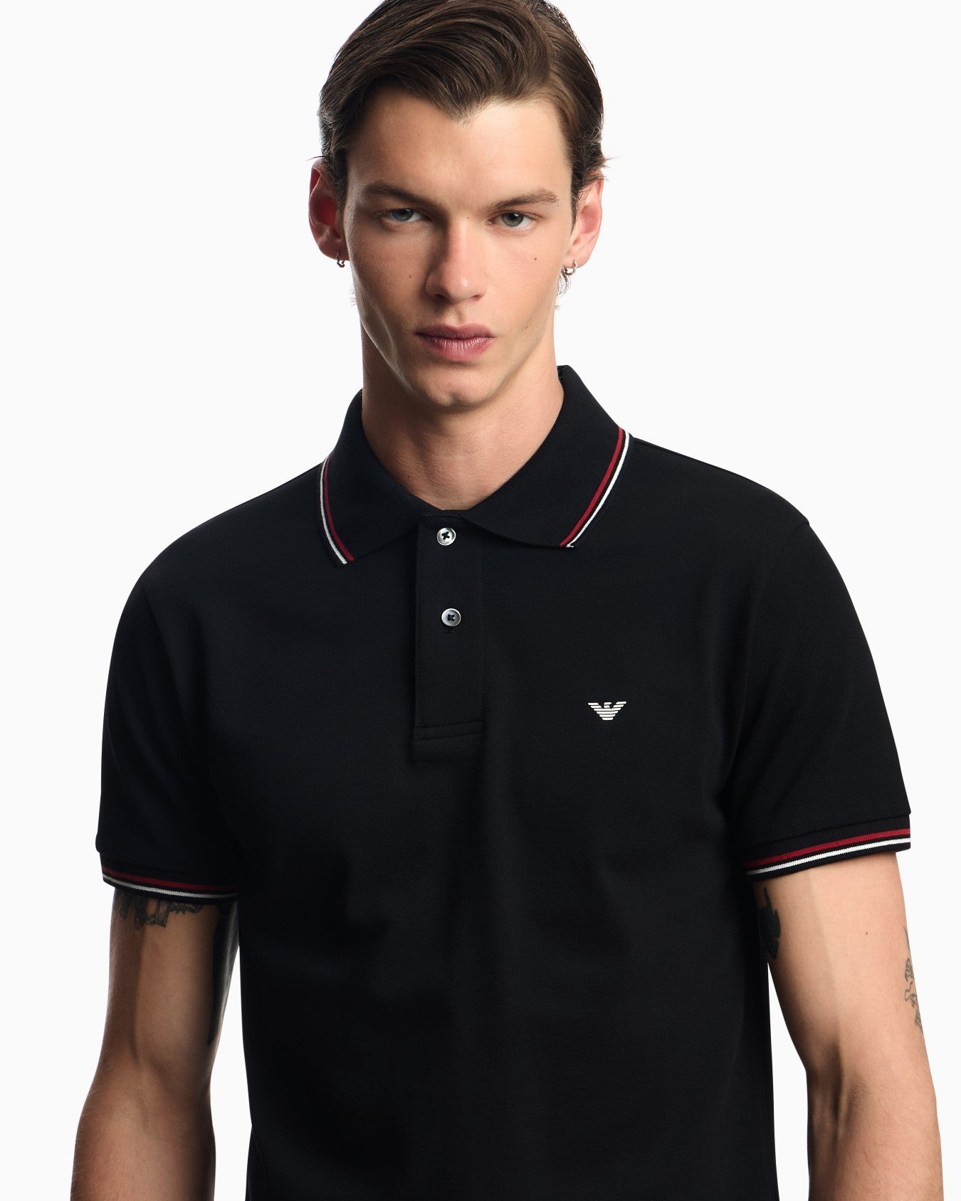 Emporio Armani cotton-blend tipped-collar polo shirt