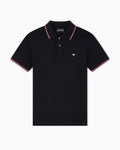 Emporio Armani cotton-blend tipped-collar polo shirt