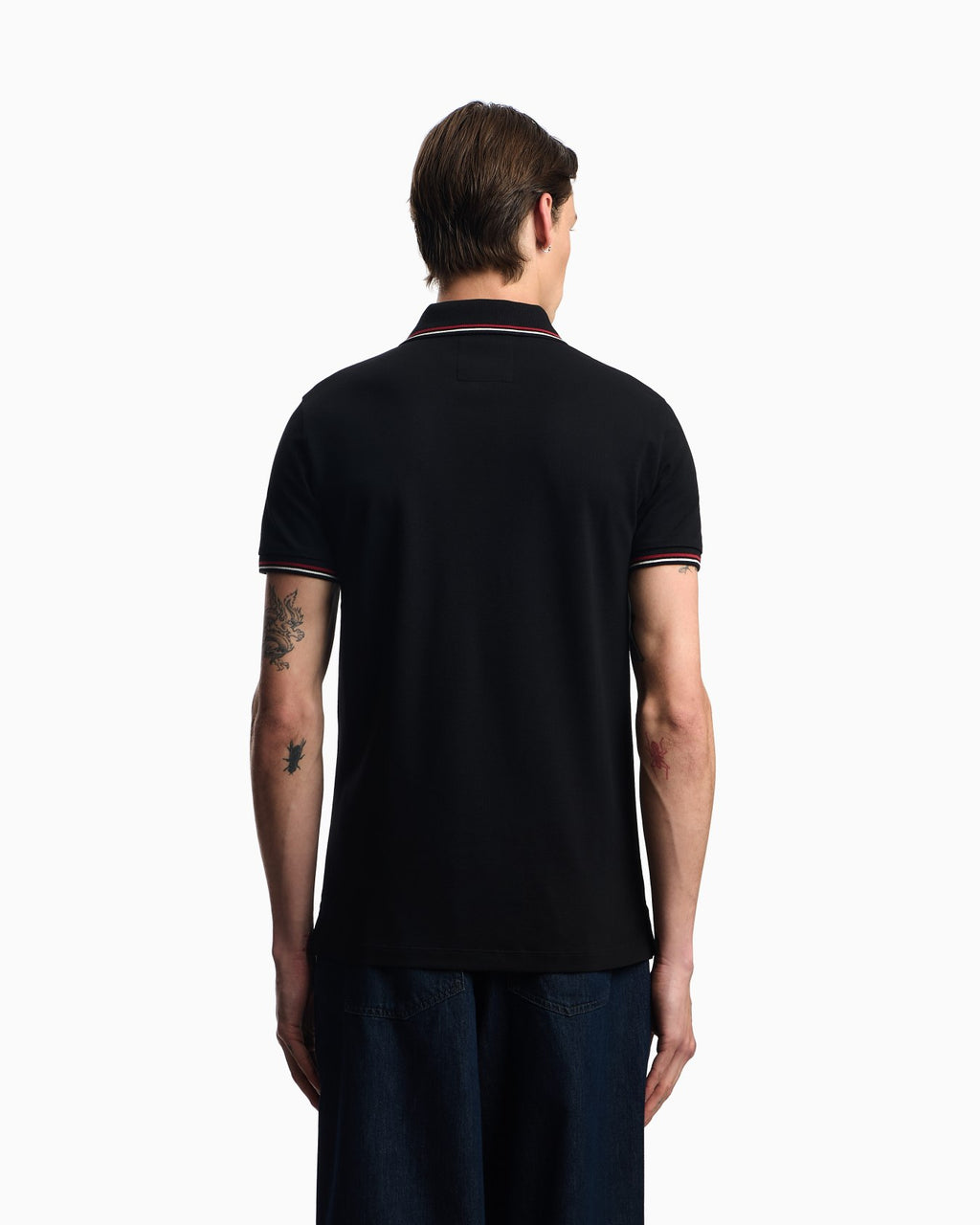 Emporio Armani cotton-blend tipped-collar polo shirt