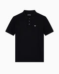 Emporio Armani Mercerised piqué polo shirt with micro eagle
