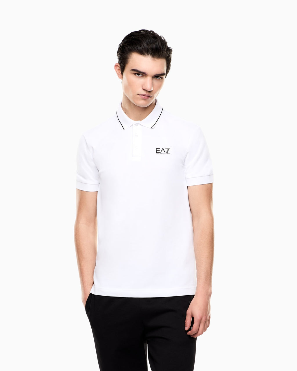 Emporio Armani EA7 Core Identity stretch-cotton piqué polo shirt