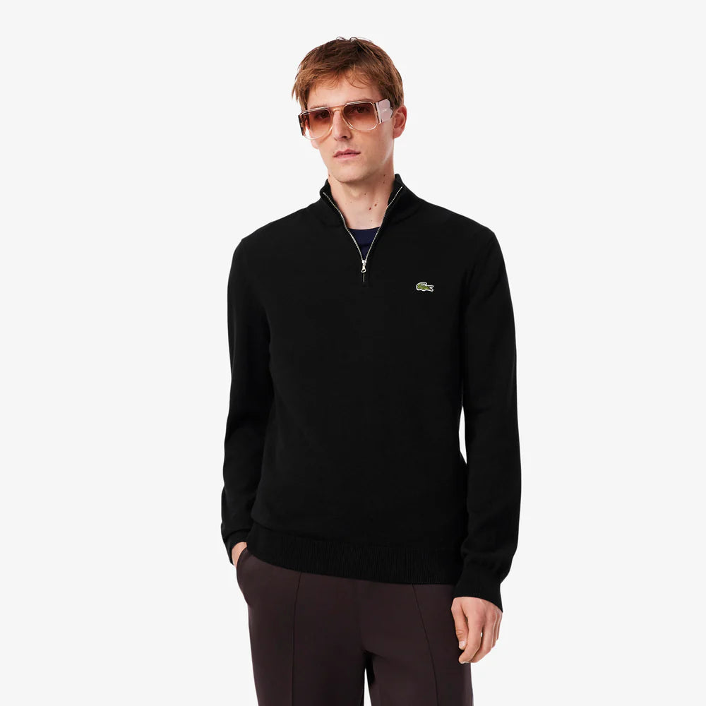 LACOSTE Zipped high neck cotton sweater