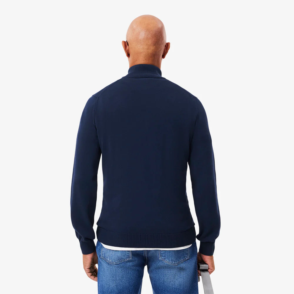 LACOSTE Zipped high neck cotton sweater