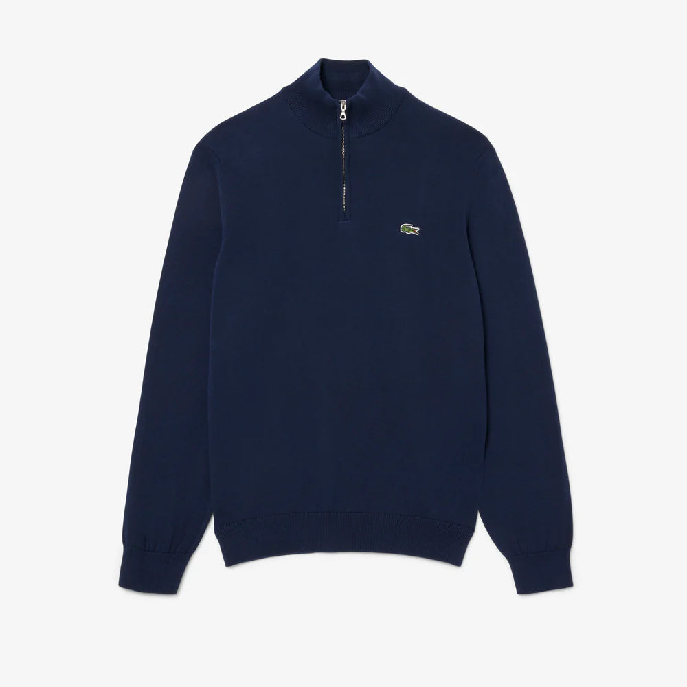 LACOSTE Zipped high neck cotton sweater