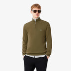 LACOSTE Zipped high neck cotton sweater