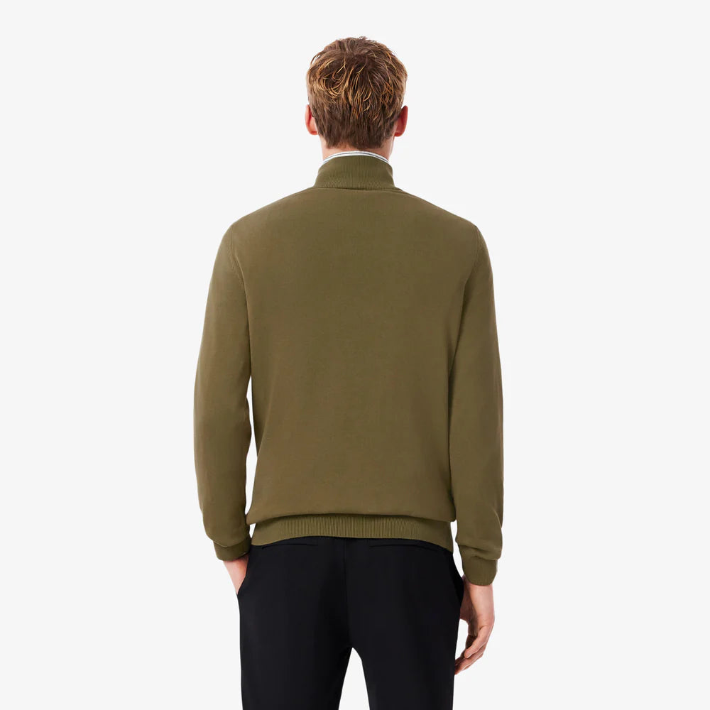 LACOSTE Zipped high neck cotton sweater