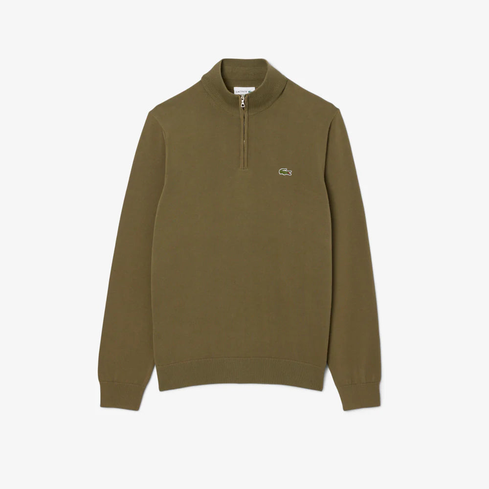 LACOSTE Zipped high neck cotton sweater