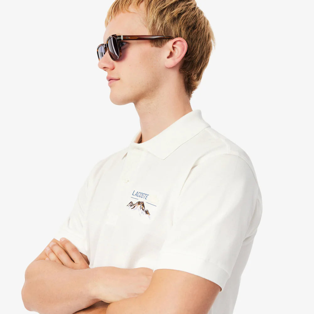 LACOSTE motif piqué polo shirt