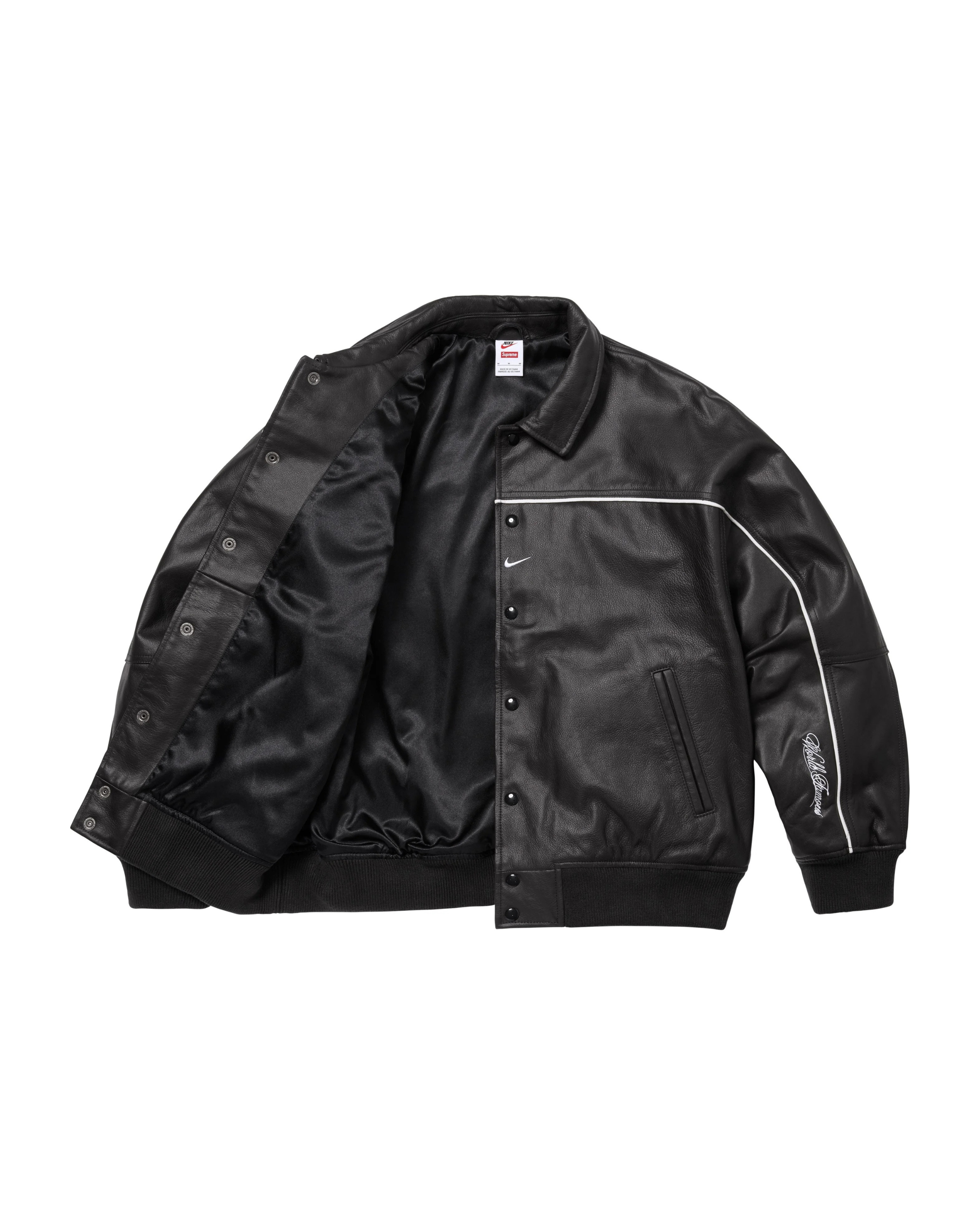 Supreme x Nike Leather Varsity Jacket - Supreme x Nike Leather Varsity Jacket -
