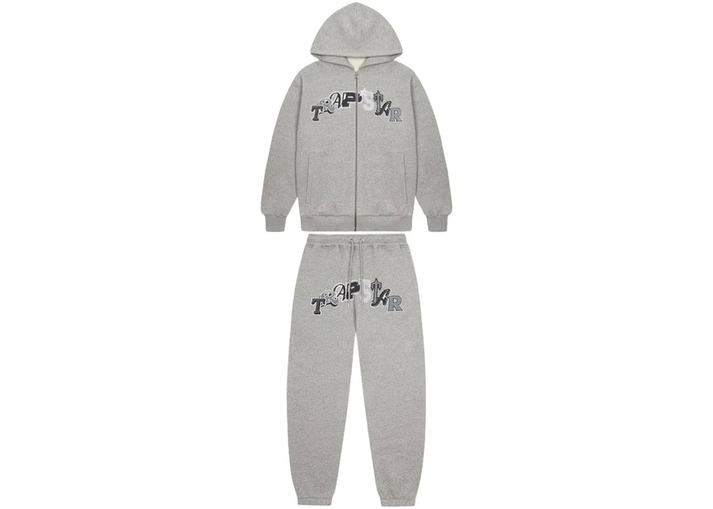 Trapstar Wildcard Chenille Hoodie Tracksuit Grey Monochrome