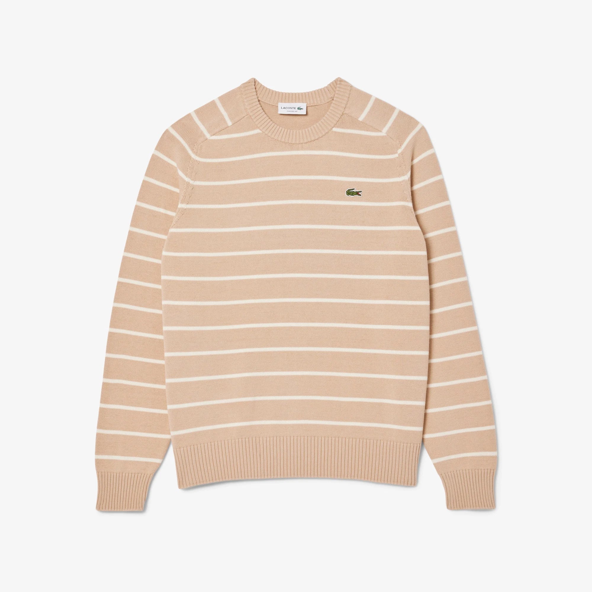 LACOSTE Cotton Crew Neck Striped Sweater