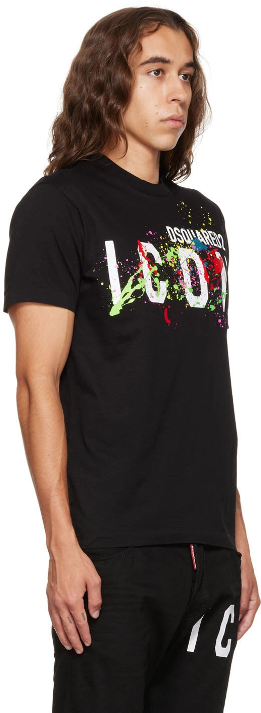 Dsquared2 Black Icon Splatter T-Shirt