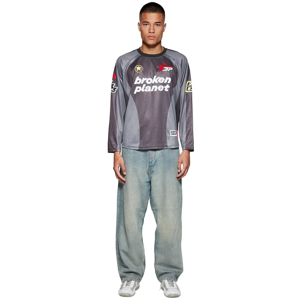 Broken Planet Football Black Grey Long Sleeve Jersey