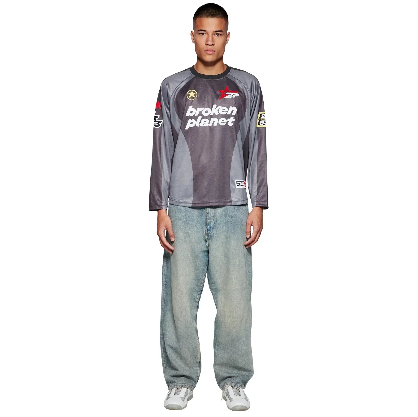 Broken Planet Football Black Grey Long Sleeve Jersey