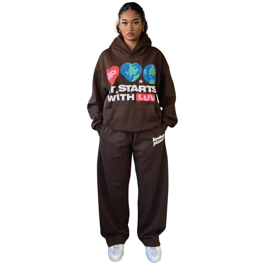 Broken Planet It Starts With Luv Hoodie - "Mocha Brown"