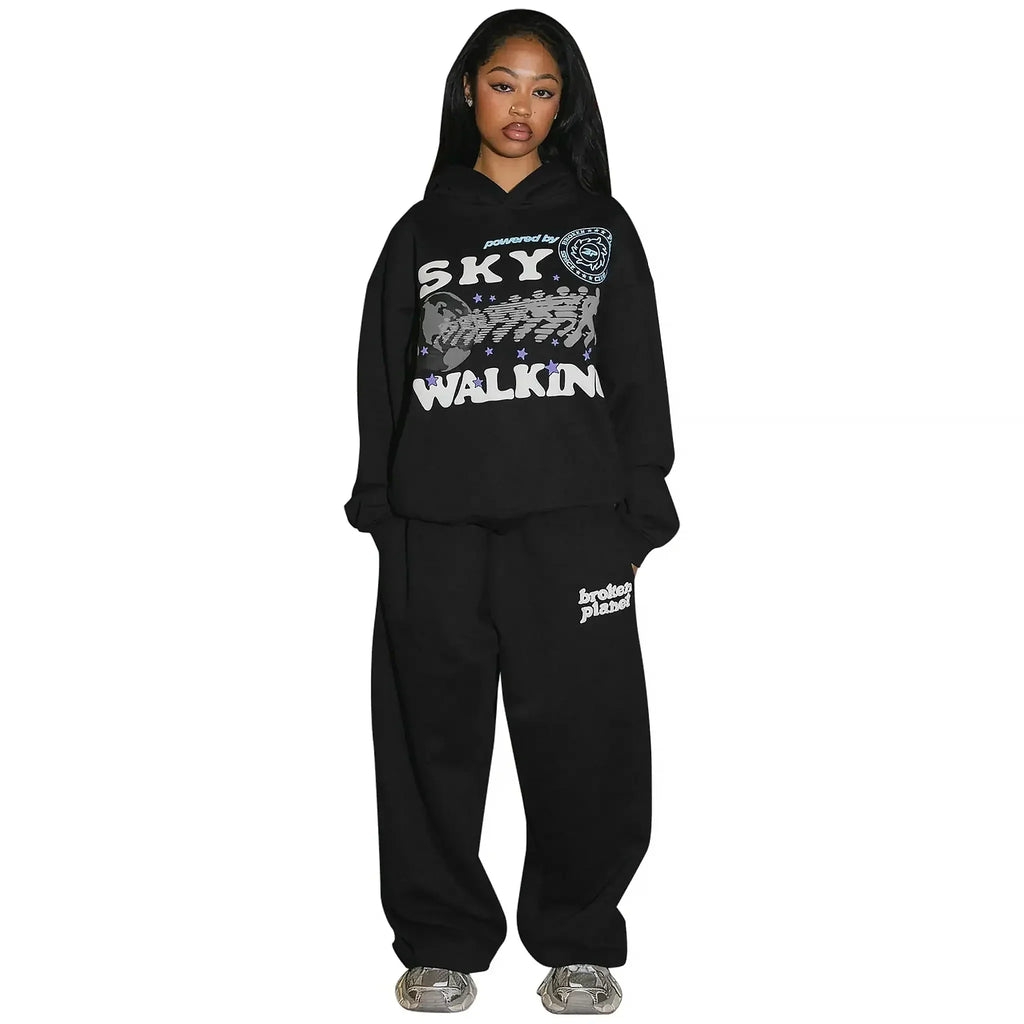 Broken Planet Sky Walking Hoodie Midnight Black