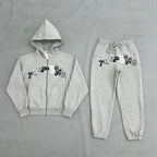 Trapstar Wildcard Chenille Hoodie Tracksuit Grey Monochrome