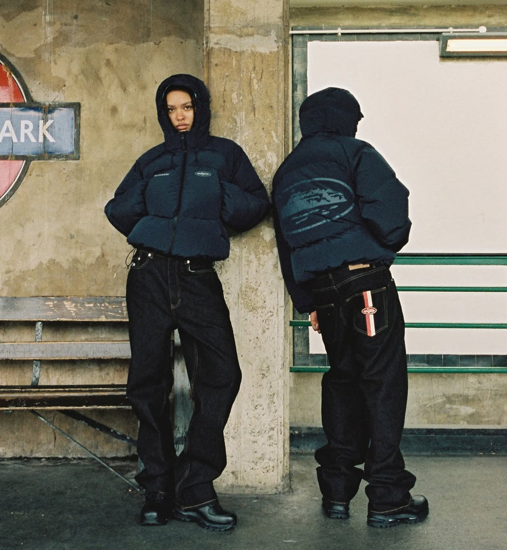Corteiz Dual Stripe Baggy Jeans - 'Black Wash'
