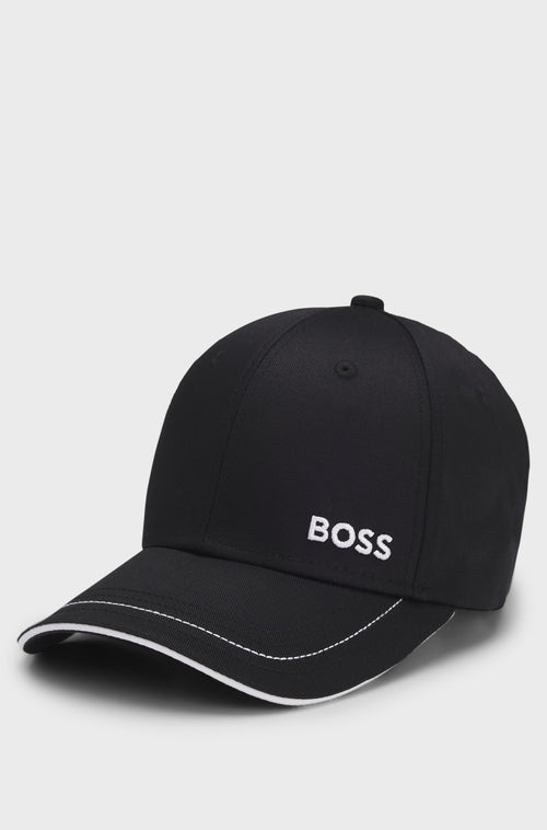 BOSS COTTON-TWILL CAP WITH CONTRAST TRIMS AND EMBROIDERED LOGO